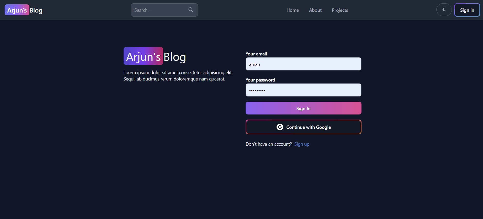My Personal Fullstack Blog